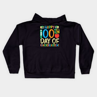 Happy 100Th Day Kindergarten Apple 100 Days School Teacher Kids Hoodie